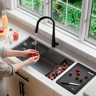 STYLISH 33 inch Stainless Steel 16G Workstation Sink Dura-Tek Finish