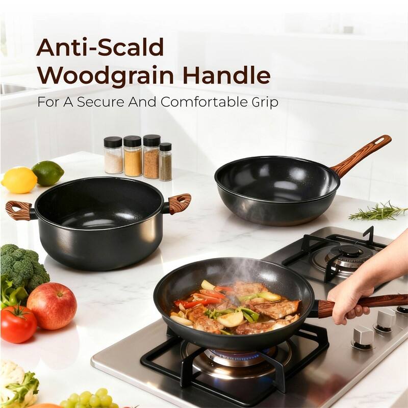 17 Pcs Nonstick Pots And Pans Set Cast Aluminum Cookware Set