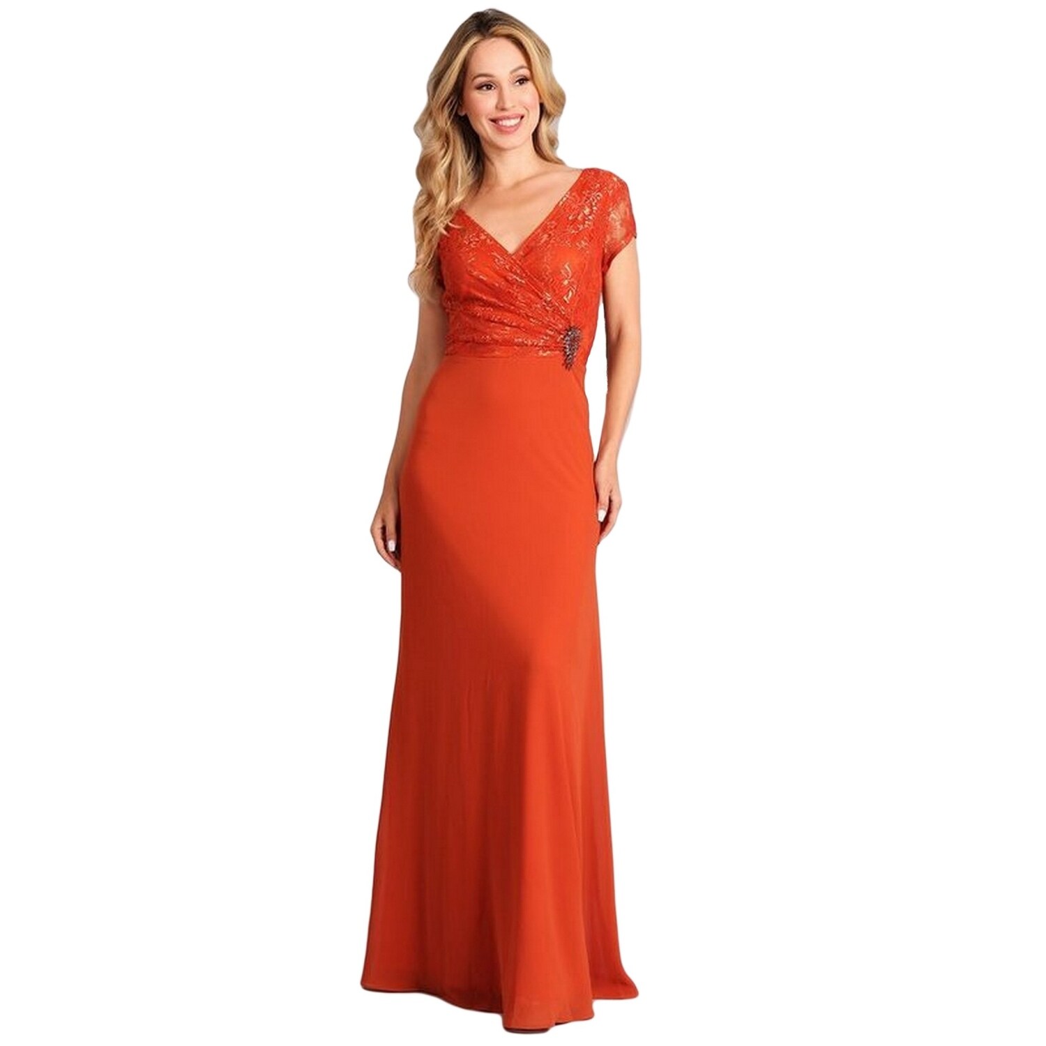 rust evening gown