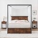 preview thumbnail 7 of 5, Four-Poster Queen Size Canopy Bed Frame with 2 Storage Drawers