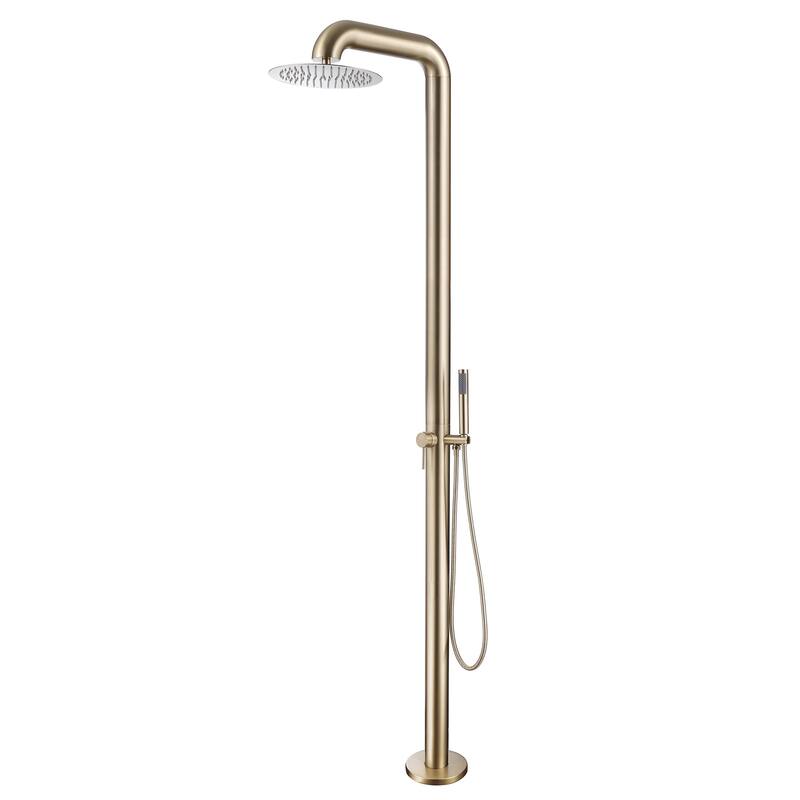 89'' H 304 Stainless Steel Freestanding Outdoor Shower with Detachable Rain Shower Head - Brushed Gold