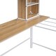 preview thumbnail 13 of 24, Full Size Loft Bed Metal Frame with Desk and Shelf,Loft Bed with Ladder,With Desk And Bookshelf,White