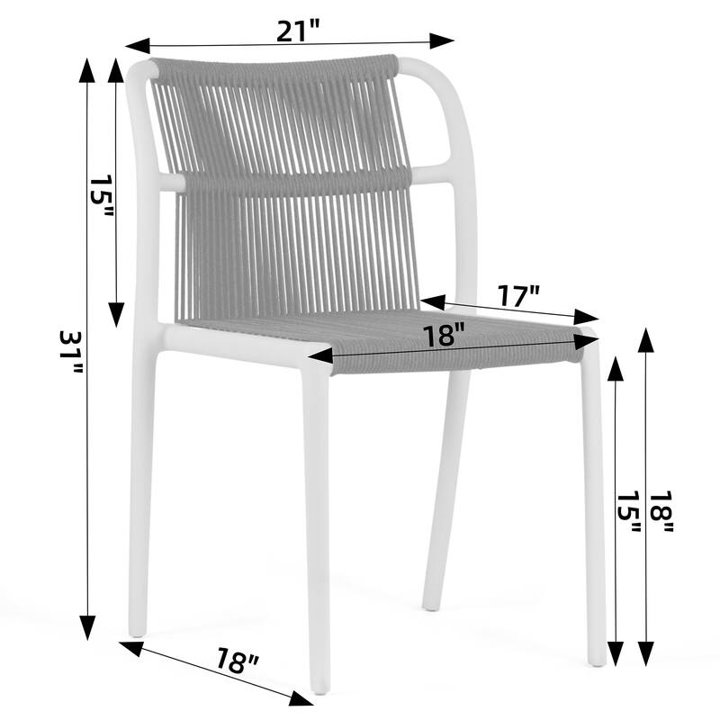 Set of 12 Belden Blue Woven Rope Fabric Dining Chair with Plastic Frame