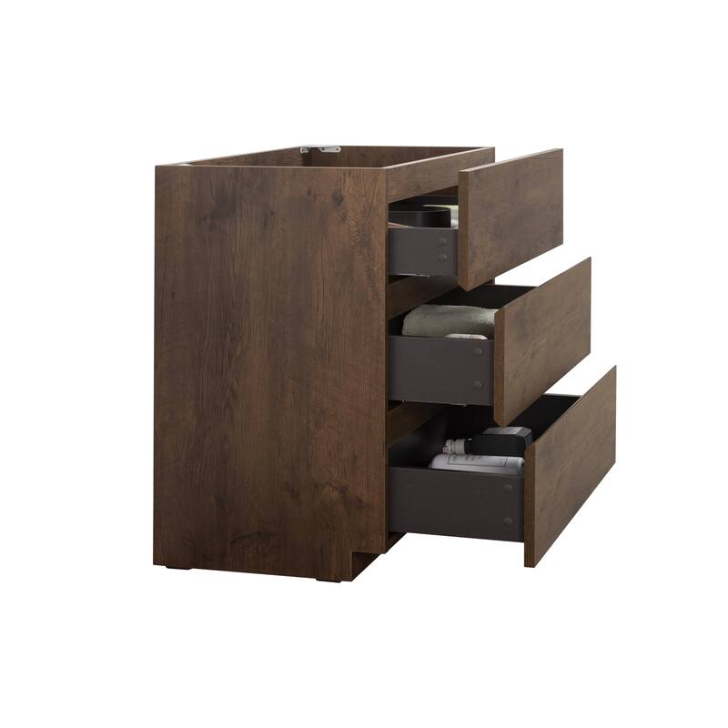 Alice Contemporary Bathroom Vanity - Gray Finish, Handle-Free Design, Silent Drawers, 32.3" Tall, No Basin - 29.7in L
