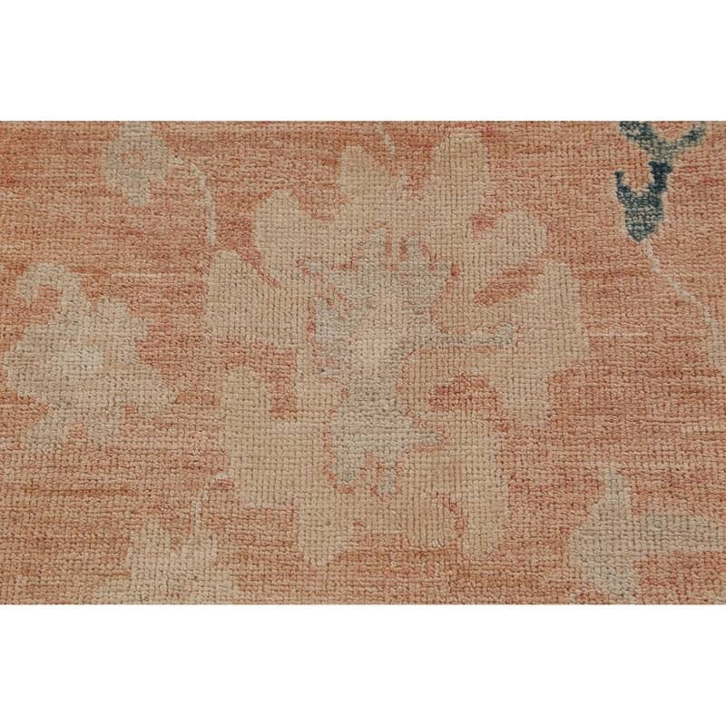Hand Knotted Oriental 100% Wool Carpet Transitional All-Over Oranges & Rust Oushak Area Rug - 8' 11'' X 6' 0''
