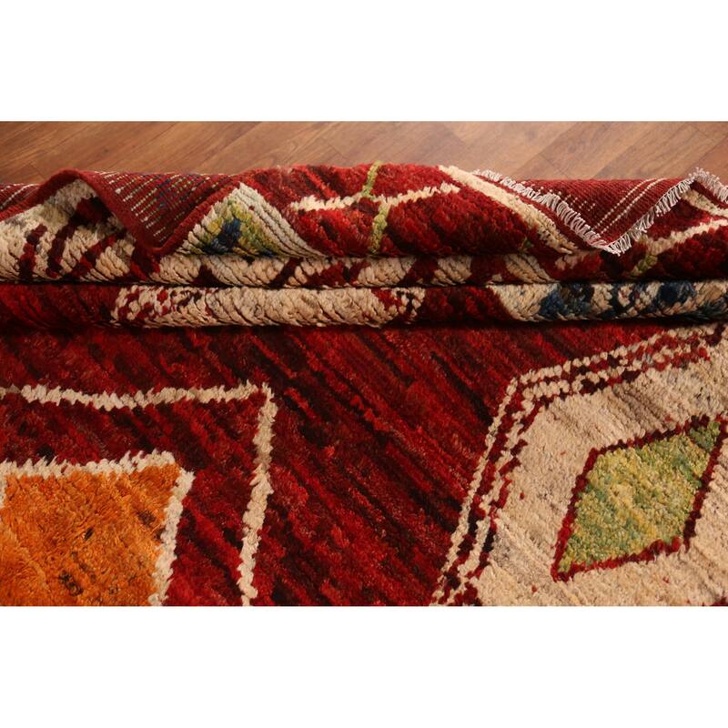 Red Moroccan Oriental Area Rug Handmade Wool Carpet - 6'9" x 9'10"