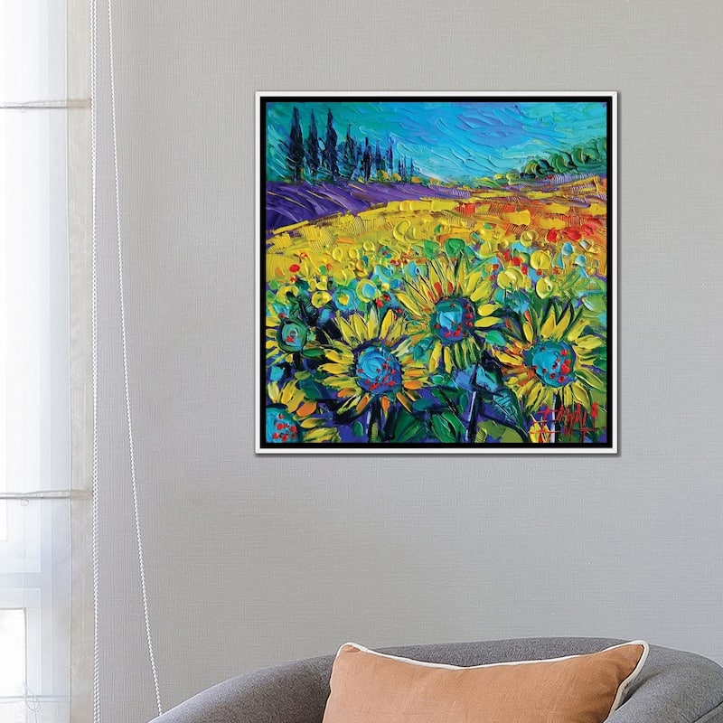 iCanvas "Happy Tournesols" by Mona Edulesco Framed Canvas Print