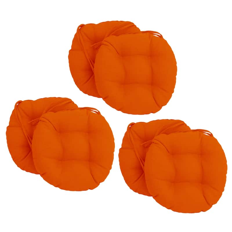 16-inch Round Tufted Indoor/ Outdoor Chair Cushions (Set of 6) - Tangerine Dream