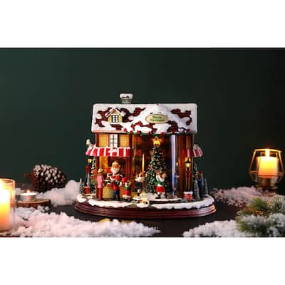 LED Lighted Toy Shop Musical Christmas Decorations - 10" - Set of 2