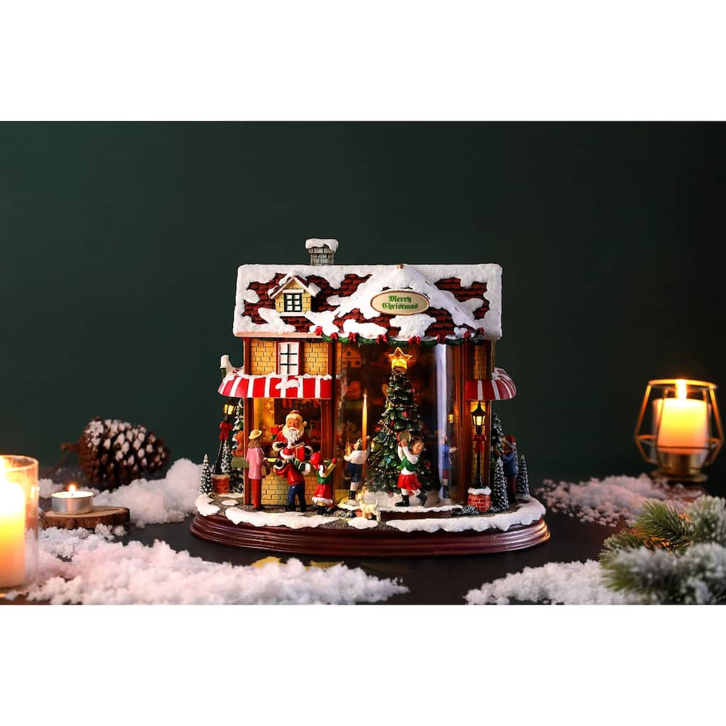 LED Lighted Toy Shop Musical Christmas Decorations - 10" - Set of 2