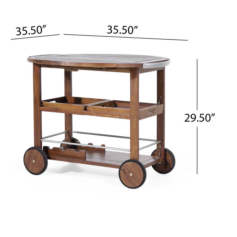 Tillary Outdoor Aluminum Wood Drop Leaf Bar Cart by Christopher Knight Home