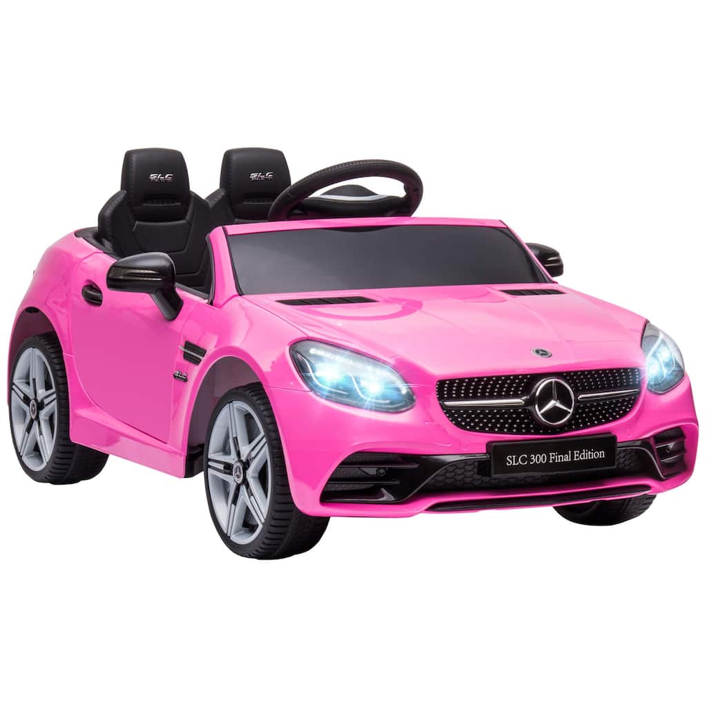 Electric Car with Remote Control, 12V Battery Powered Kids Ride on Car with Music, Lights, Suspension for 3-6 Years Old, Pink