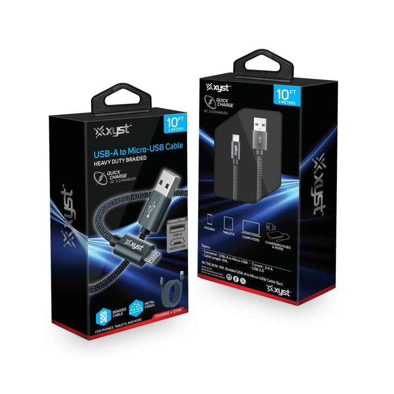 Xyst Charge and Sync USB to Micro USB Braided Cable 10Ft