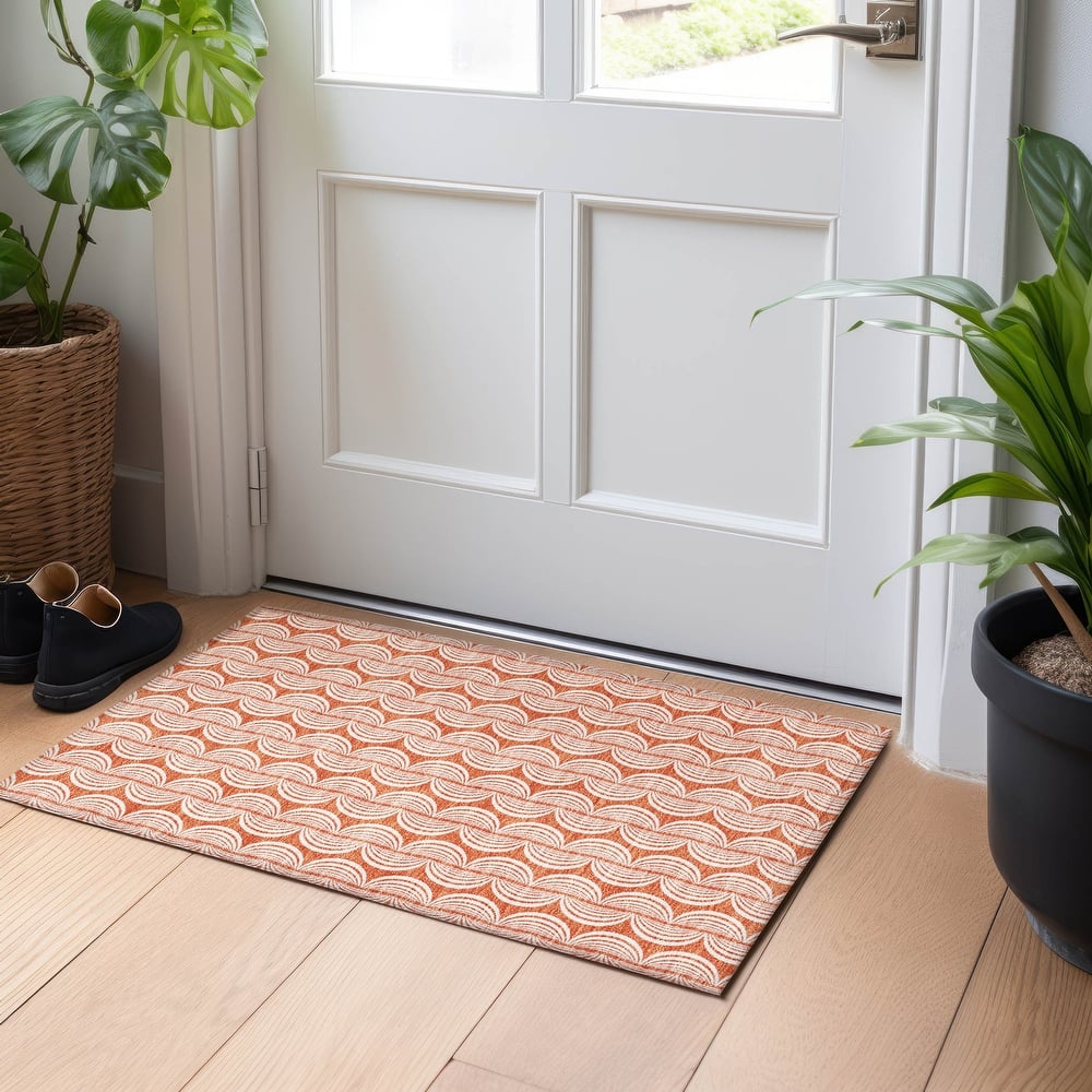 Machine Washable Indoor/ Outdoor Contemporary Chantille Rug