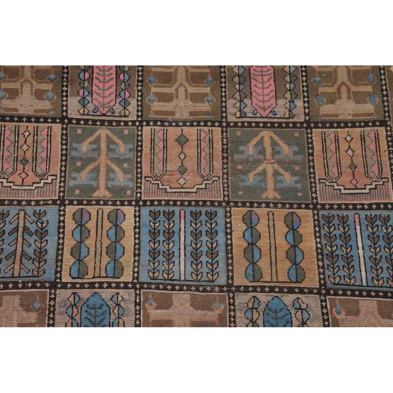 Garden Design Bakhtiari Persian Vintage Rug Handmade Wool Carpet - 6'4"x 9'5"