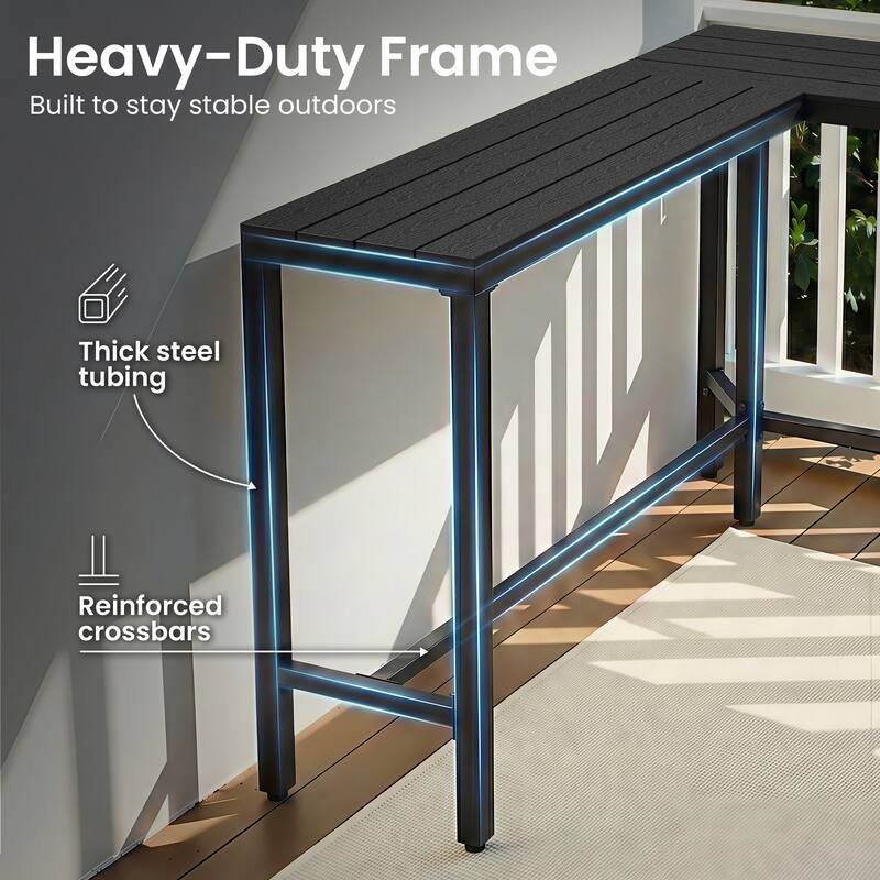 Crestlive Products Patio Outdoor Bar Table Rectangle Pub Table