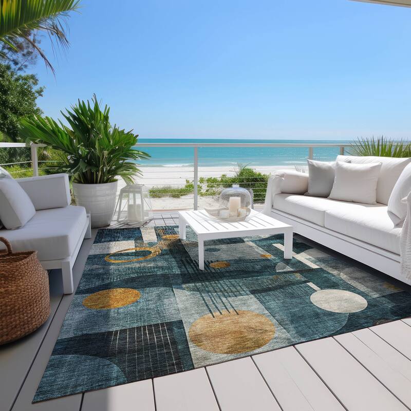 Machine Washable Indoor/ Outdoor Contemporary Deco Chantille Rug