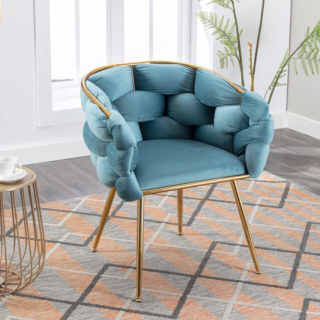 Blue 28.7" Velvet Upholstered Accent Chair