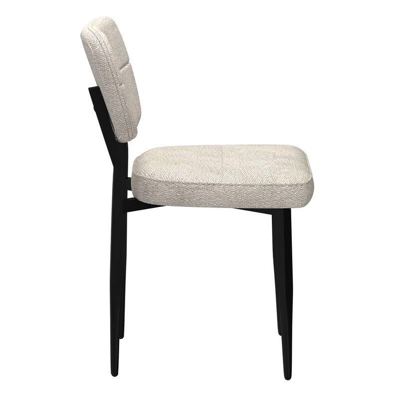 Modern Fabric and Metal Dining Chair, Set of 2 - Beige and Black