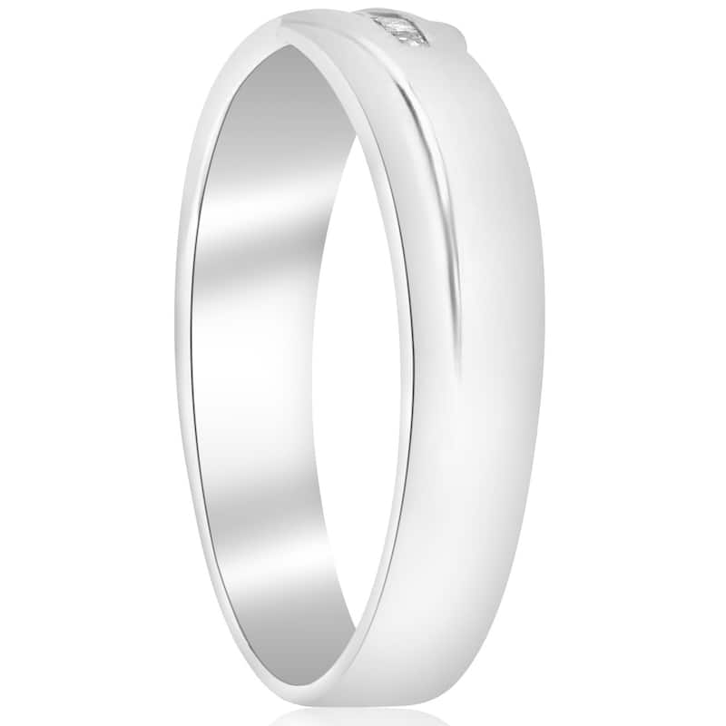 Mens Princess Cut Diamond Wedding Ring White Gold High Polished Channel Set