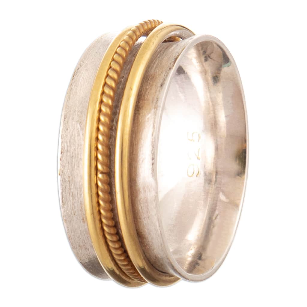 Novica Handmade Glance At Saturn Gold-Accented Meditation Ring