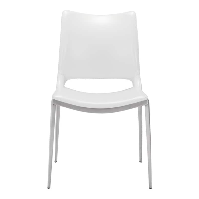 Set of 2 Dining Side Chairs with Silver Legs and Stainless Steel Frame - 22.2” x 21.3” x 35”