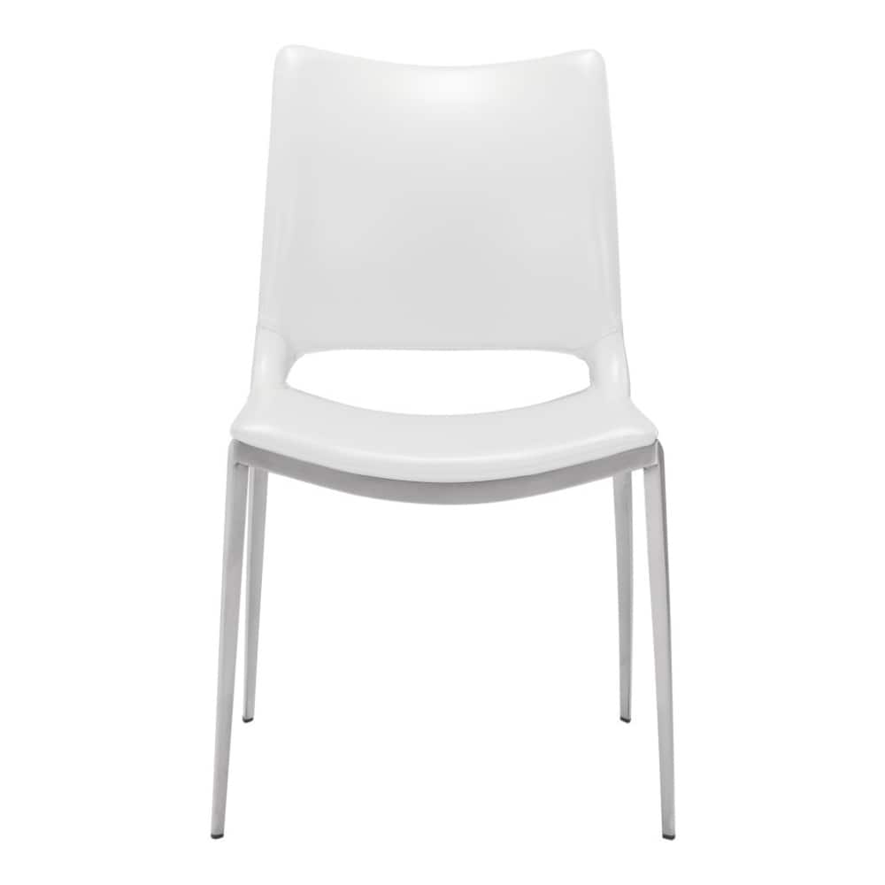 Set of 2 Dining Side Chairs with Silver Legs and Stainless Steel Frame - 22.2” x 21.3” x 35”