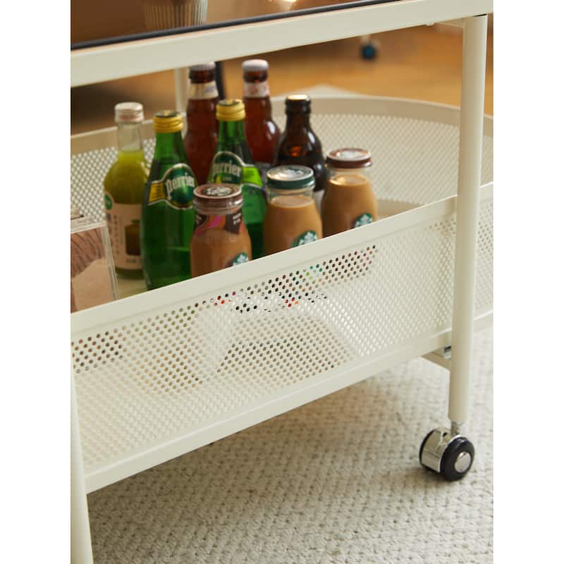 Movable oval metal glass coffee table with storage
