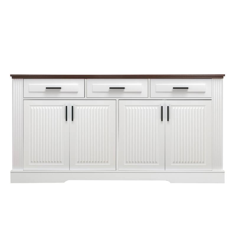 63" Farmhouse Sideboard Buffet Cabinet with 4 Doors and 3 Drawers