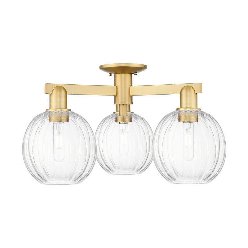 Innovations Lighting Downtown Urban - Preston - 3 Light 25" Globe Shade Semi-Flush Mount