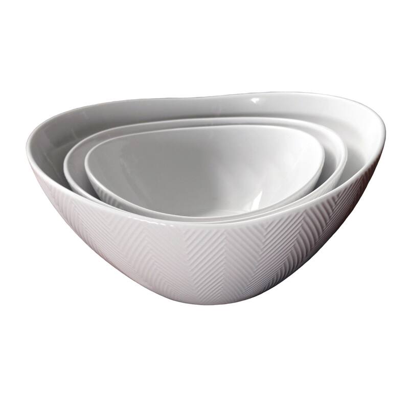 Euro Ceramica Highlands White Porcelain 3 Piece / 4 Piece Serving Bowl Set - 3 Piece