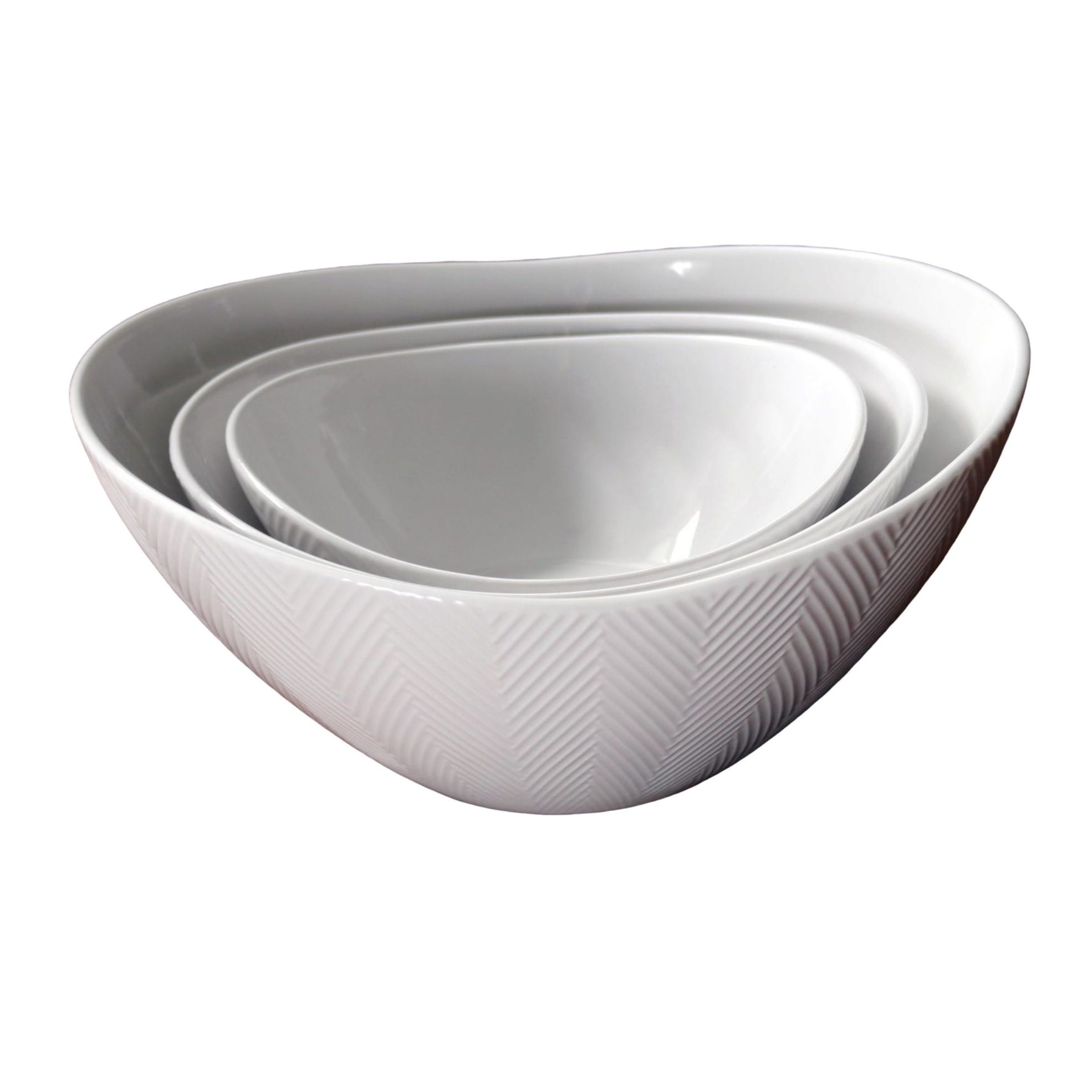 Euro Ceramica Highlands White Porcelain 3 Piece / 4 Piece Serving Bowl Set