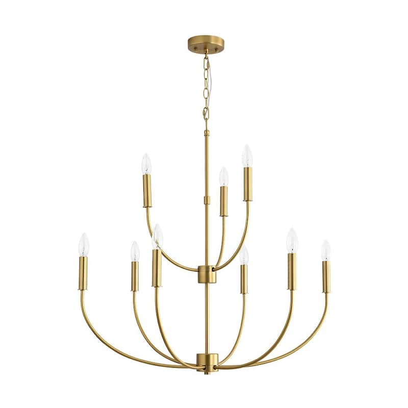 Modern Farmhouse 9-Light Candle Style Tiered Entryway Chandelier - 32.3 in