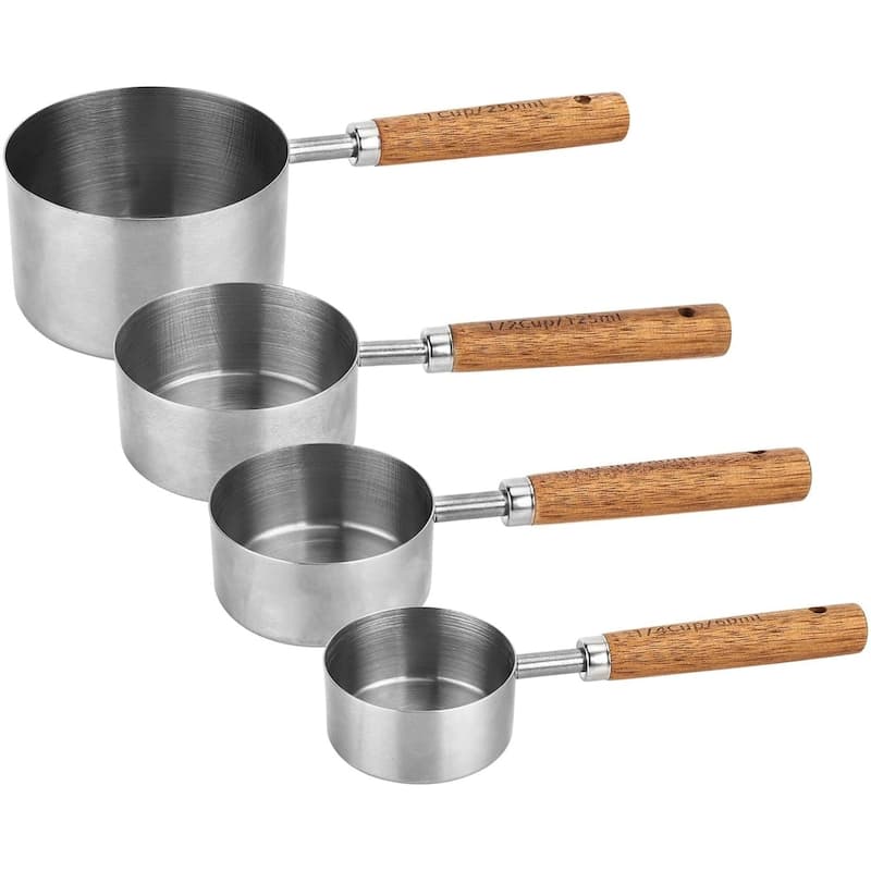 Wooden Handle Food Measuring Cup set of 4