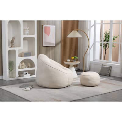 Bean Bag Sofa Chair High Pressure Foam Bean Bag Chair for Adults, Lazy Sofa Chair with Padded Foam Padding & Footrest