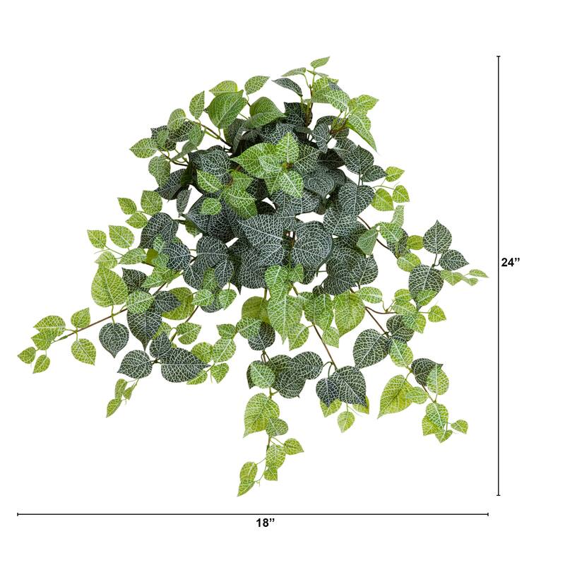 24-in UV Resistant Artificial Fittonia Hanging Plant - Set of 3
