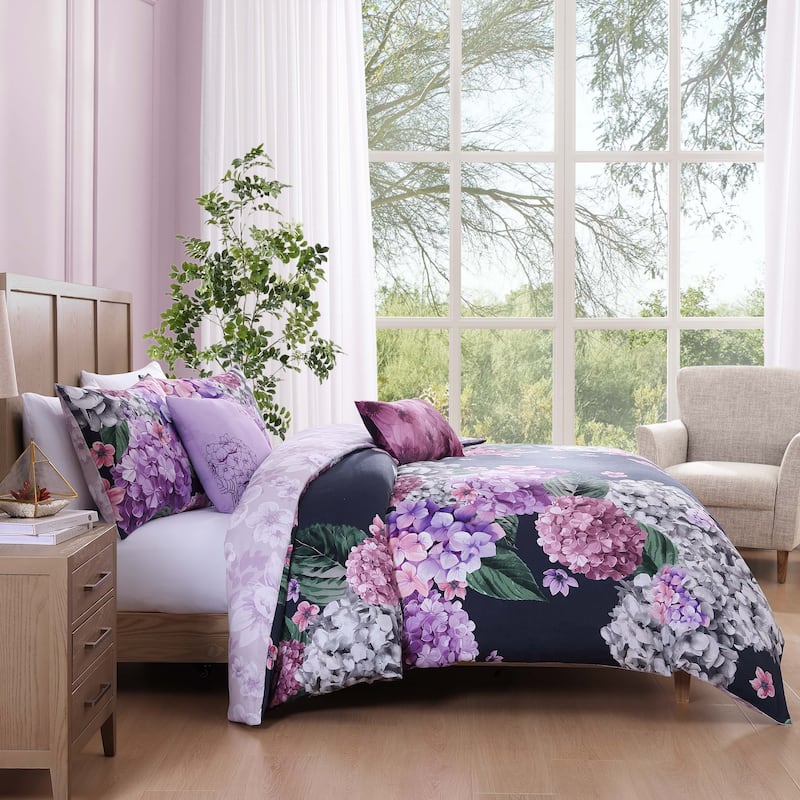 Bebejan Purple Bliss 100% Cotton Sateen 5 Piece Reversible Comforter Set