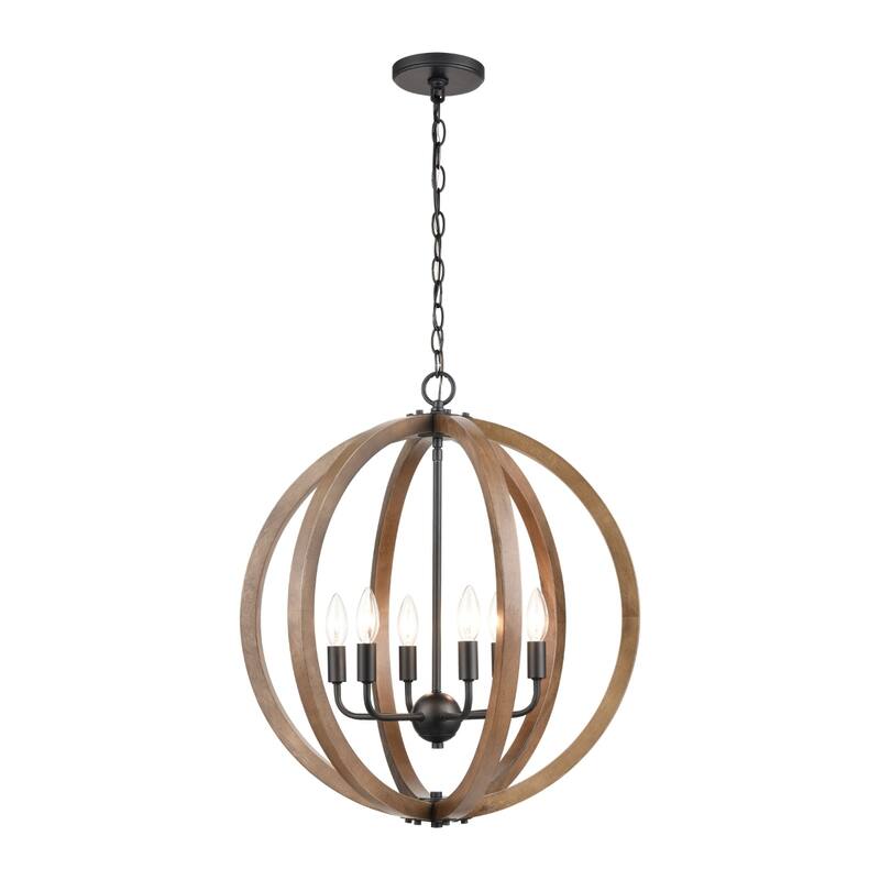 Barrow 22-inch Wide 6-Light Chandelier in Matte Black with Round Cage