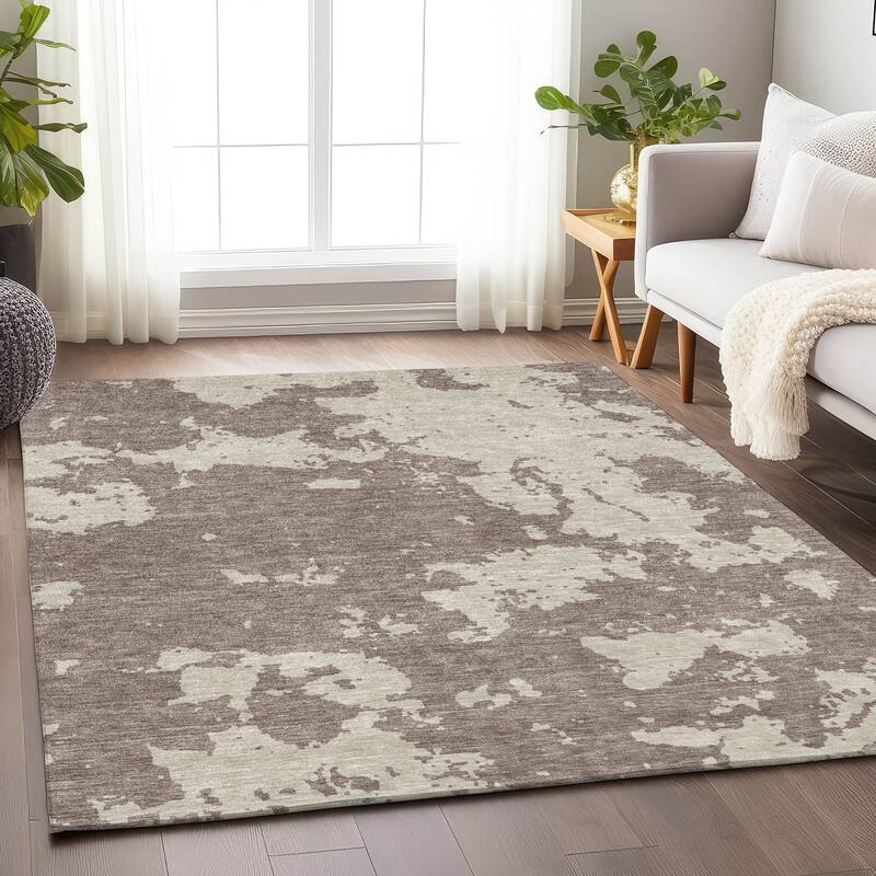 Machine Washable Indoor/ Outdoor Chantille Abstract Rug