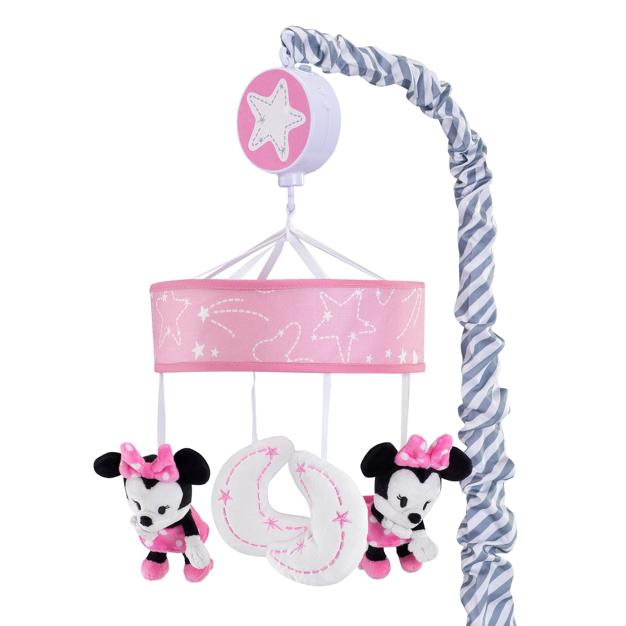 Shop Disney Baby Minnie Mouse Pink Gray Musical Crib Mobile By