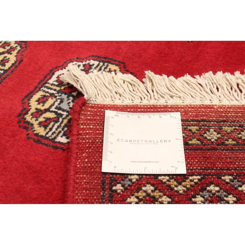 ECARPETGALLERY Hand-knotted Peshawar Bokhara Red Wool Rug - 4'2 x 5'10