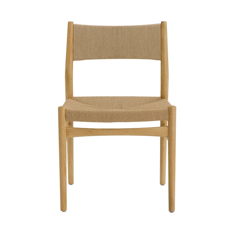 Erie Woven Paper Cord and Solid Wood Dining Chairs - Set of 2