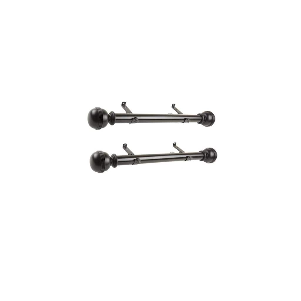 Steel Curtain Rods Set - Black Drapery Rods with Finials - 12-20 Inch Adjustable Rods - M