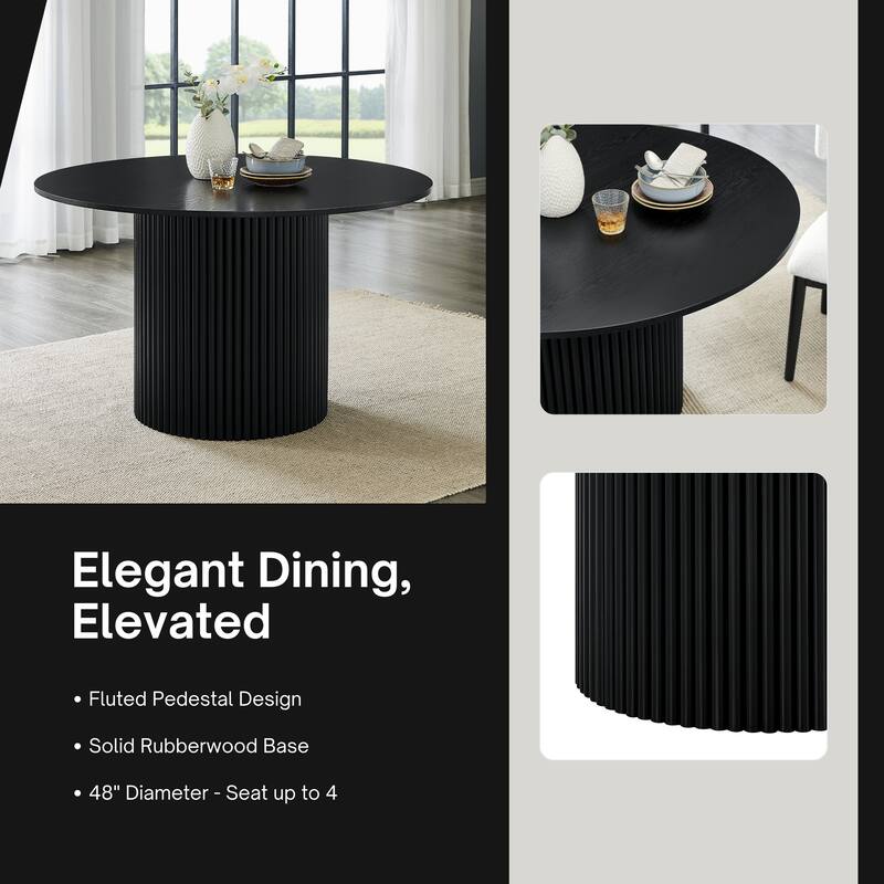 Roundhill Furniture Henriet 5-Piece Round Pedestal Dining Set