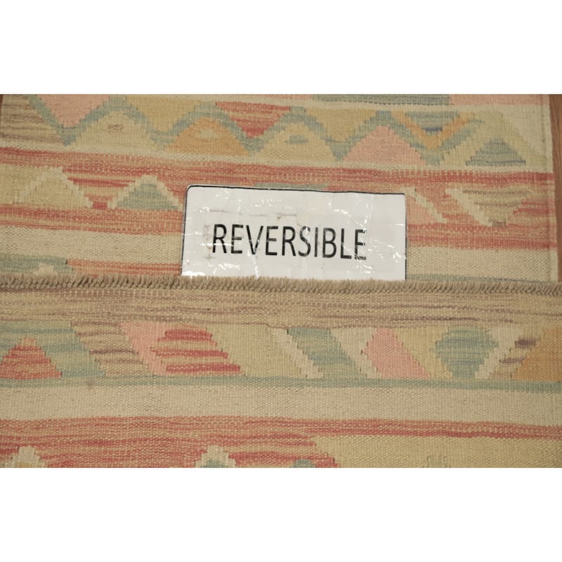 Hand Woven Oriental 100% Wool Carpet Southwestern Tribal Multi-Colored Kilim Runner Rug - 8' 1'' X 2' 1''
