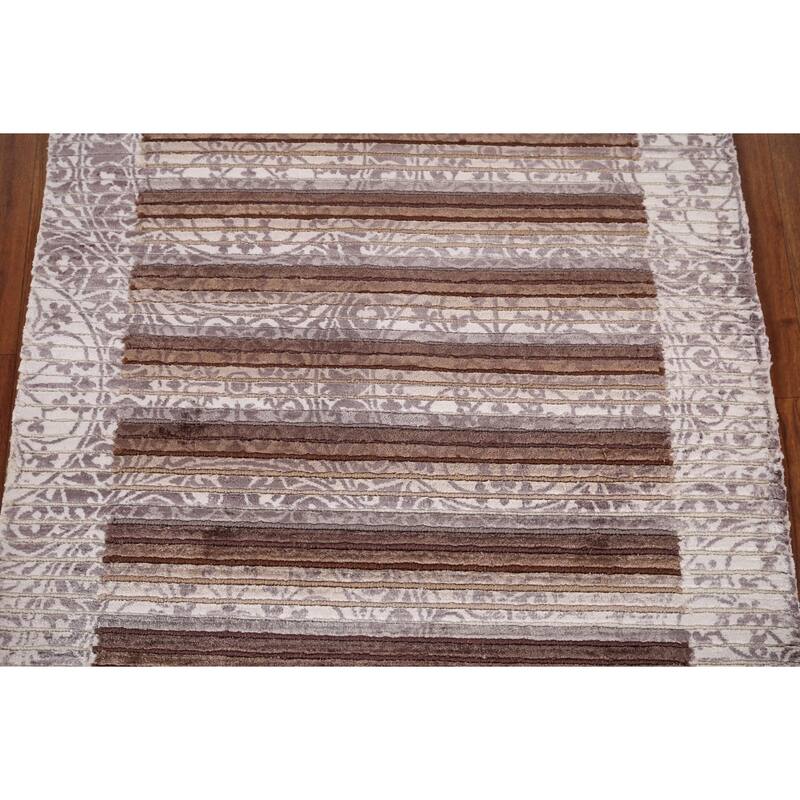 Striped / Abstract Oriental Accent Rug Handmade Wool Carpet - 2'8" x 5'0"