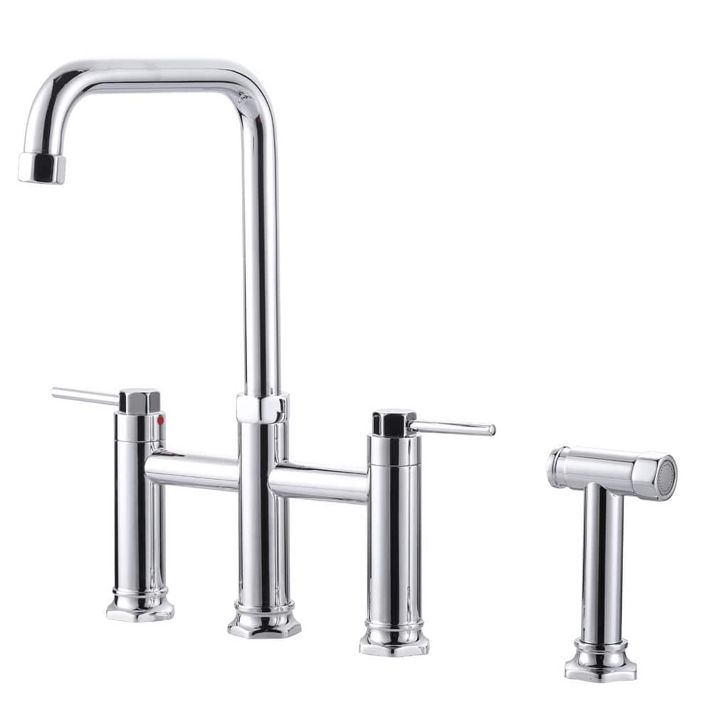 WOWOW Minimalist Bridge Kitchen Faucet with Side Sprayer