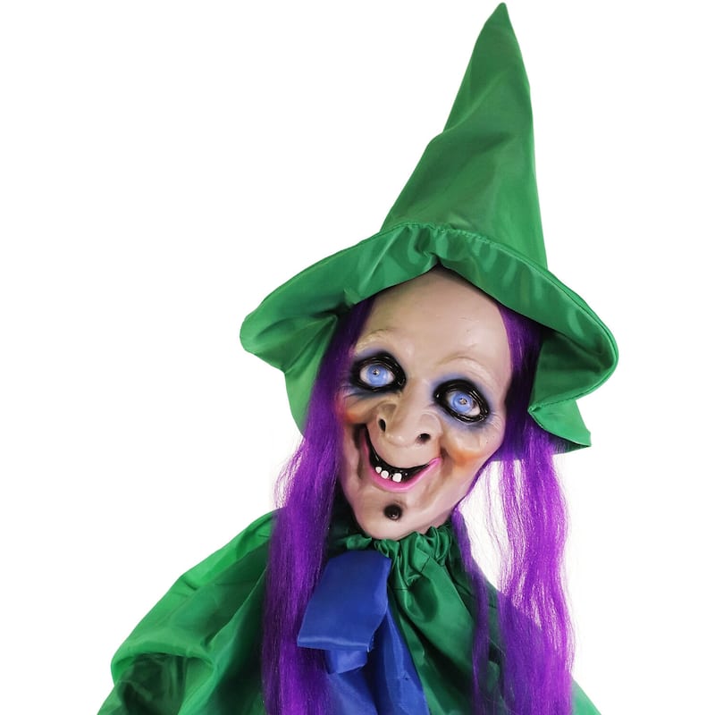 Haunted Hill Farm Vadoma the Animatronic Talking Fortune Teller Witch with Movement and Crystal Ball for Halloween Decoration