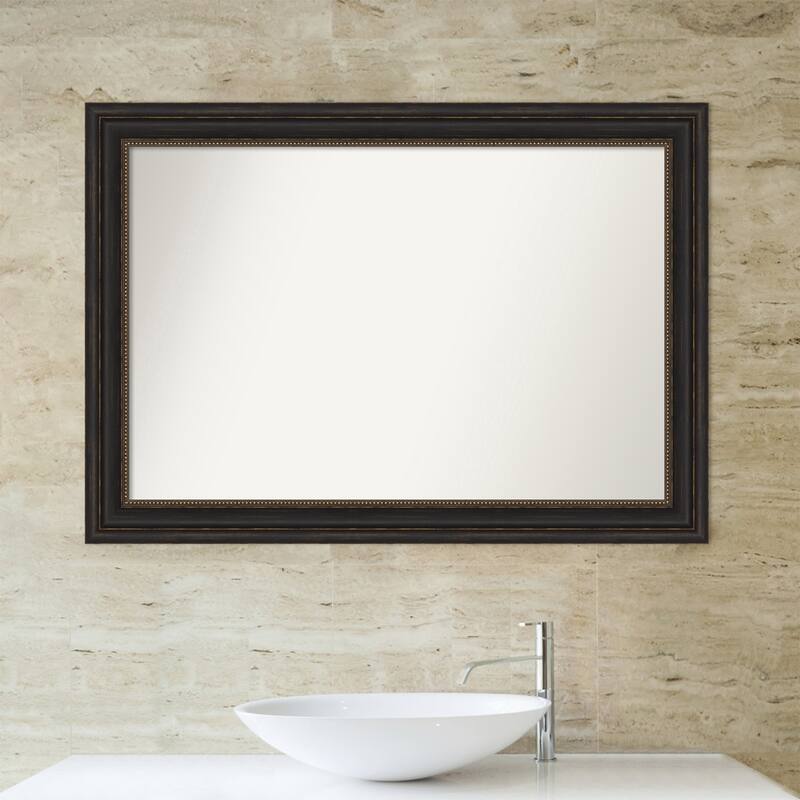 Non-Beveled Bathroom Wall Mirror - Accent Bronze Frame