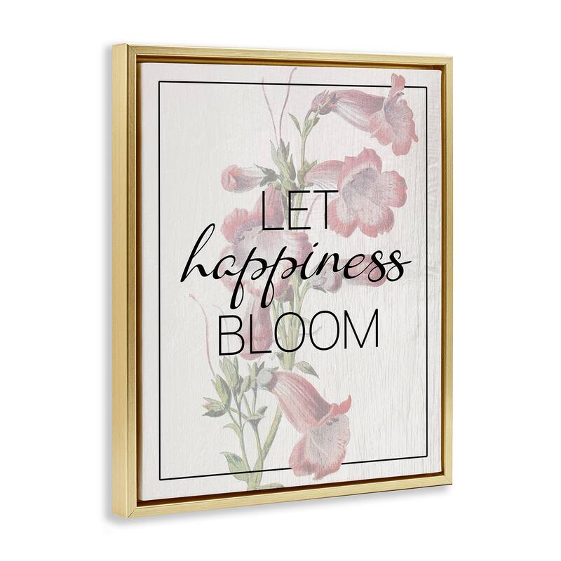 Stupell Vintage Let Happiness Bloom Framed Floater Canvas Wall Art Design By Lil' Rue